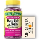 Extra Strength Hair, Skin & Nails Dietary Spring Valley Supplement, Biotin, Collagen, Gelatin 120 ct I + me Gusta Sticker