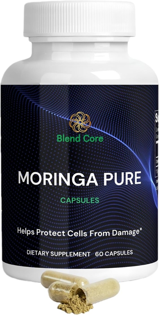 Kapsułki przeciwutleniające Moringa - Natural Moringa Oleifera - 800 MG Energy, Metabolizm, & Wsparcie immunologiczne.