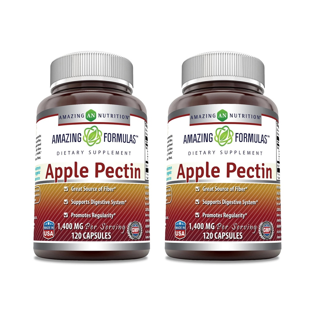 Amazing Compannas Apple Pectin 1400 mg Per Serving Supplement Equipment 124; Kapsułki Equipment 124; Non-GMO Equipment 124; Gluten Free Equipment 124; Made in USA (120 Count Equipment 124; 2 Pack)