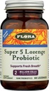 Flora - Super 5 Lozenge Probiotyk, Malina aromatyczny Probiotyk doustny, Dobre na zły oddech, Pięć Szczepów z 2 Miliard CFU, Regain i Retain Gut Health, RAW, 60 Lozenges