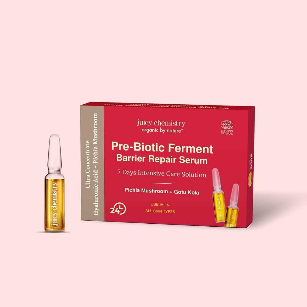 Soczysta chemia Prebiotyczna Ferment Barrier Repair Face Serum 124; Dla wsparcia Barrier skóry & Hydration 124; Z kwasem hialuronowym, Gotu Kola & Smocza krew 124; COSMOS Organic Equipment 124; 1 Fl Oz