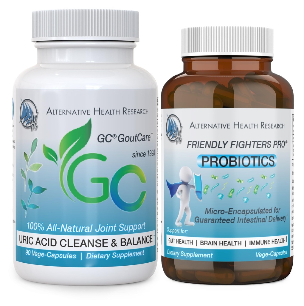 GC ® GoutCare and Friendly Fighters ® Probiotic: Pakiet do oczyszczania kwasu moczowego z mikrokapsułkami Probiotyki