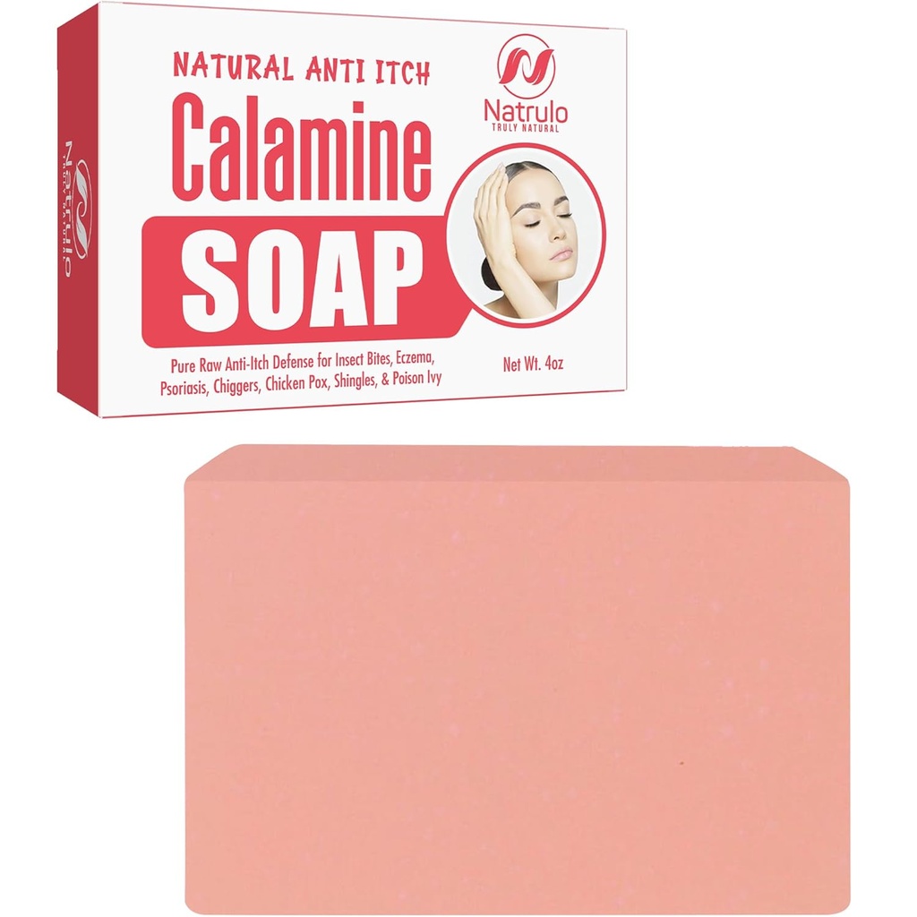 Naturalne szybko działające Itch Relief Mydło Bar - Calming Calamine Mydło dla Swędzonej Skóry, Insect Bite, Eczema, Ivy Rash, Chicken Pox - Czyszczenie czystej anty- Itch Defense Skincare - Made in USA