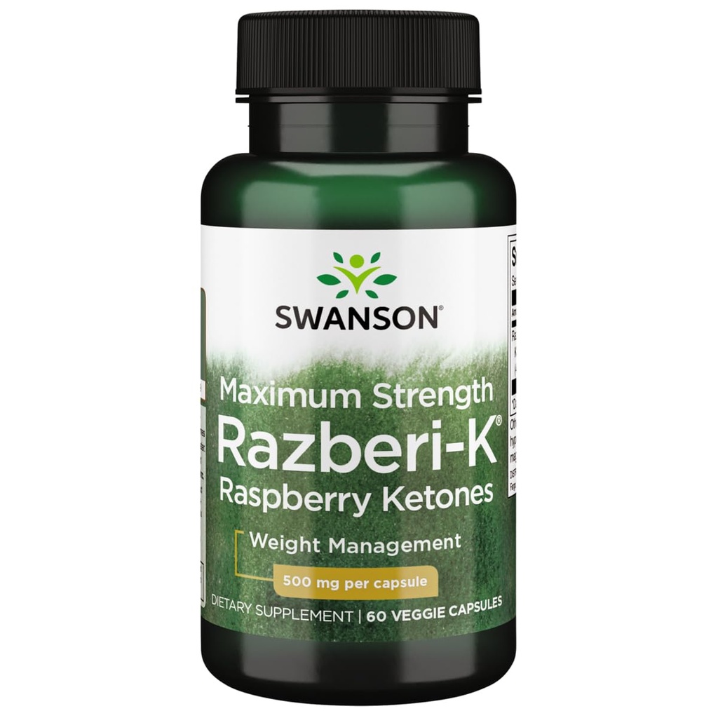 Swanson Maksymalna moc Razberi- K 500 Miligramów 60 Kapsułek Veg