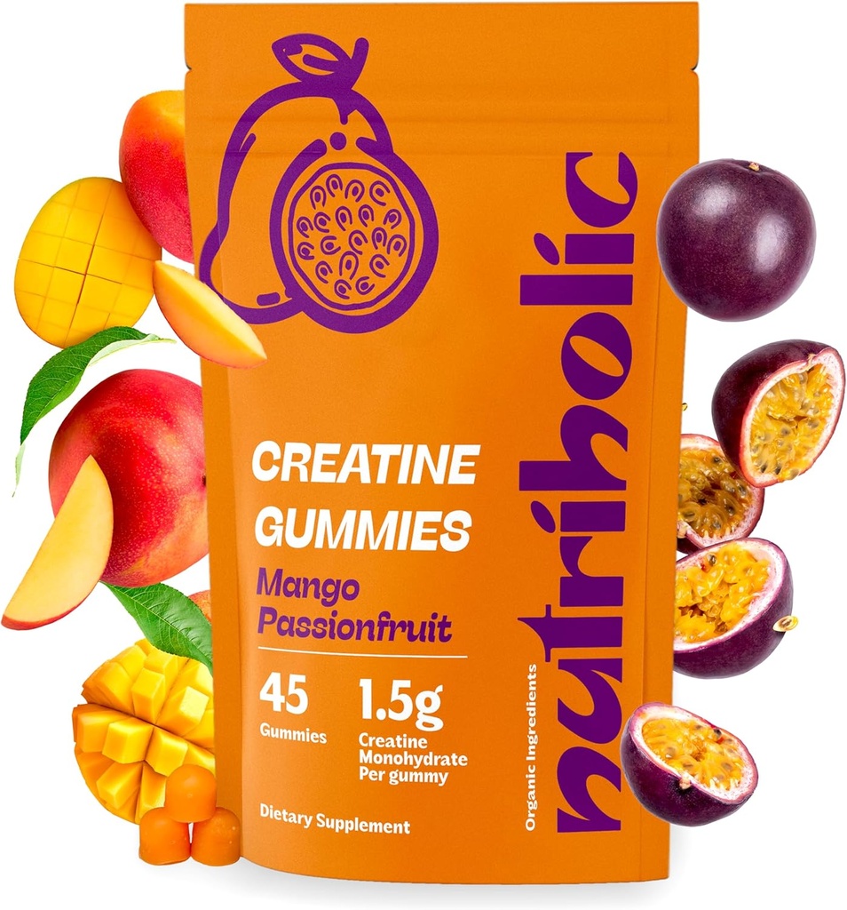 Creatine Monohydrate Gummies for Men and Women - Easy to Digest, Vegan, Gluten-Free, Non-GMO, 1.5g of Creatine per Gummy - 45ct (45 Count, Mango Passionfruit)