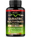 Bariatric Multivitamin - 45 mg Żelaza Suplementy - Made in USA - dla kobiet i mężczyzn - All- in- One, 21 Esential Vitamin - Gastric Sleeve Support - Free of Sugar, Gluten & Soy - 90 Kapsułki, Raz dziennie