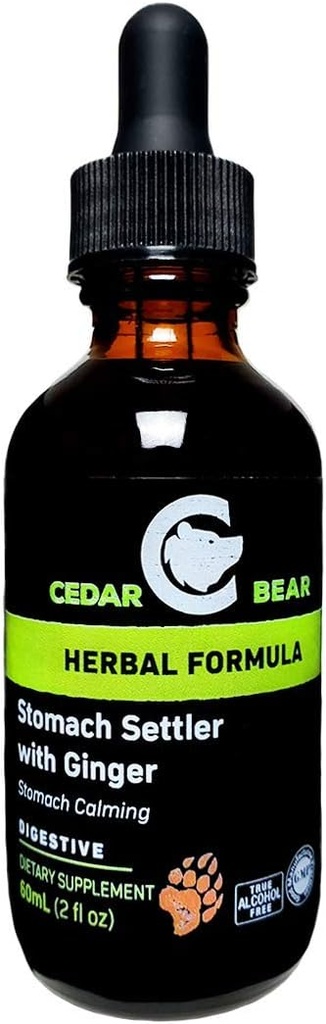 Cedar Bear Stomach Settler z Ginger płynny suplement ziołowy, który pomaga uspokoić łagodny smutek stomach 2 Fl Oz
