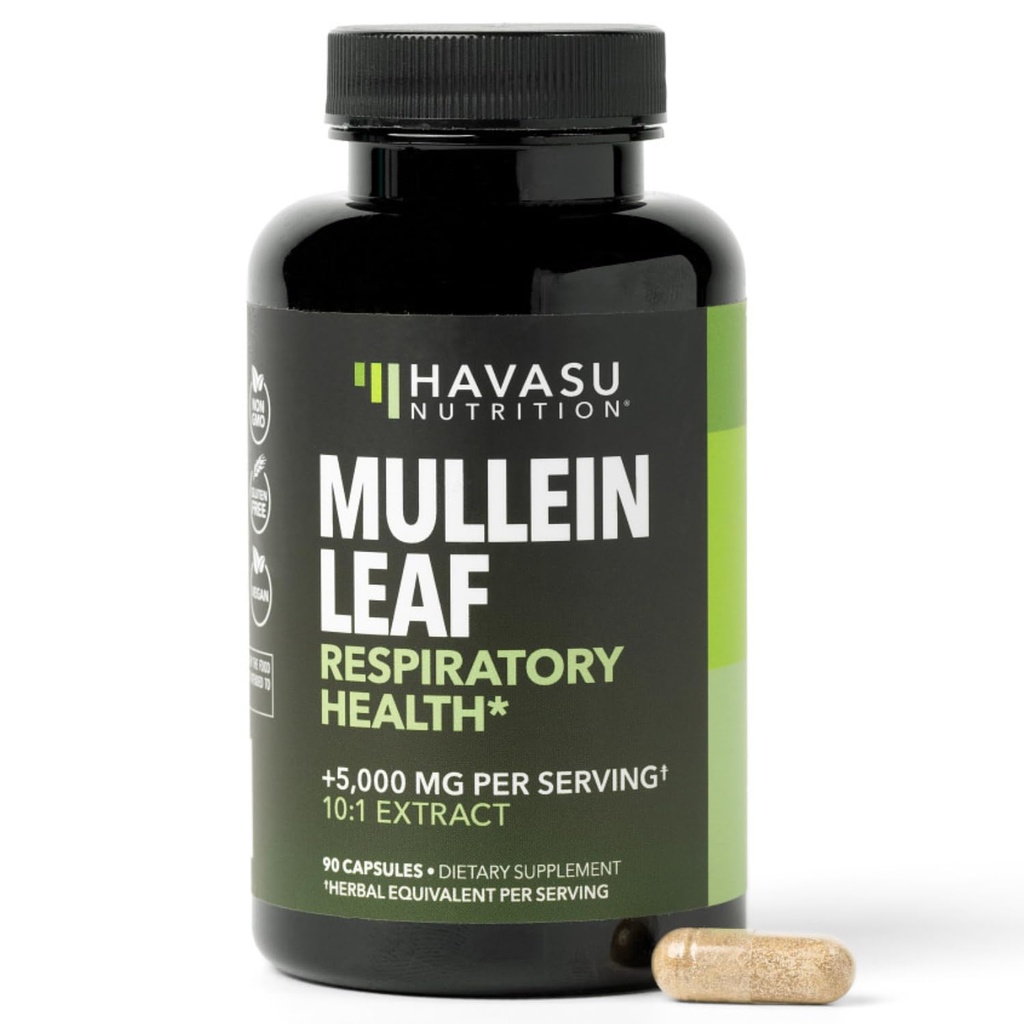 Mullein Leaf kapsułki dla zdrowia układu oddechowego - 5000mg Extract 10: 1 for Lung Support and Immune Function - 90 Count - Vegan, Non-GMO kapsułki - Herbal Supplement for Daily Wellness - 3 Month Supply
