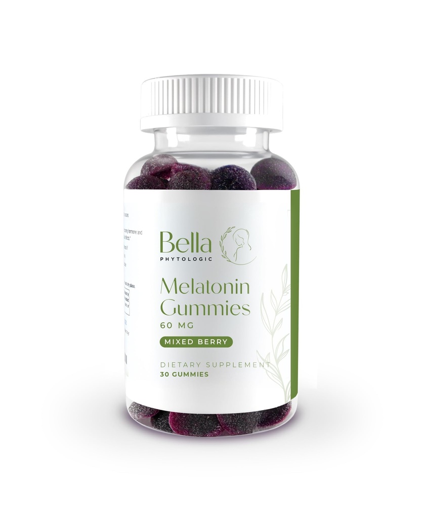 Bella Wysoka dawka Melatonina Gumiaki Yellow 124; 60mg Na Podawanie 124; Naturalna truskawka, Elderberry & Blueberry Flavor Yellow 124; Pothent Extra Siła Wysoka dawka Formulacja