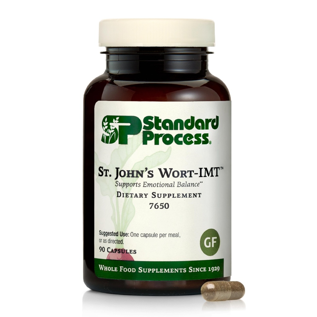 Standard Process St. John 's Wort- IMT - Herbal Supplement for Sleep & Stress Relief - Supports Balance & Relaxation - Non-Dairy, Non-Soy & gluten- Free - 90 Kapsułki