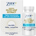 Zane grecki Olive Leaf Extract - min. 20% Oleuropein - Zapewnia immunologiczne i zdrowe ciśnienie krwi Support, Promotes Cardioviral System Health - 60 Kapsułki Non-GMO, Gluten - Laktoza - Paraben Free