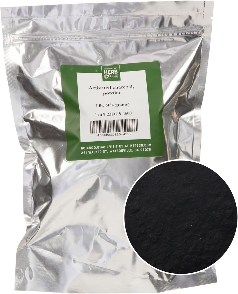 Monterey Bay HERB CO. Proszek węglowy aktywowany 124; stosowanie do pielęgnacji ciała, maski twarzy, pasta do zębów (1lb)