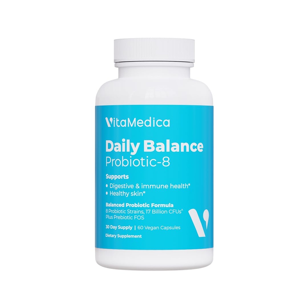 VitaMedica Bilans 124; Codzienne Saldo Probiotyki-8 Bilans 124; Suplement Probiotyczny Bilans 124; 16 Miliard CFU 124; Gut Health Bilans 124; Żywność, Skóra, & Wsparcie immunologiczne 124; Zaparcia, Biegunka, Gaz & Bloating Relief