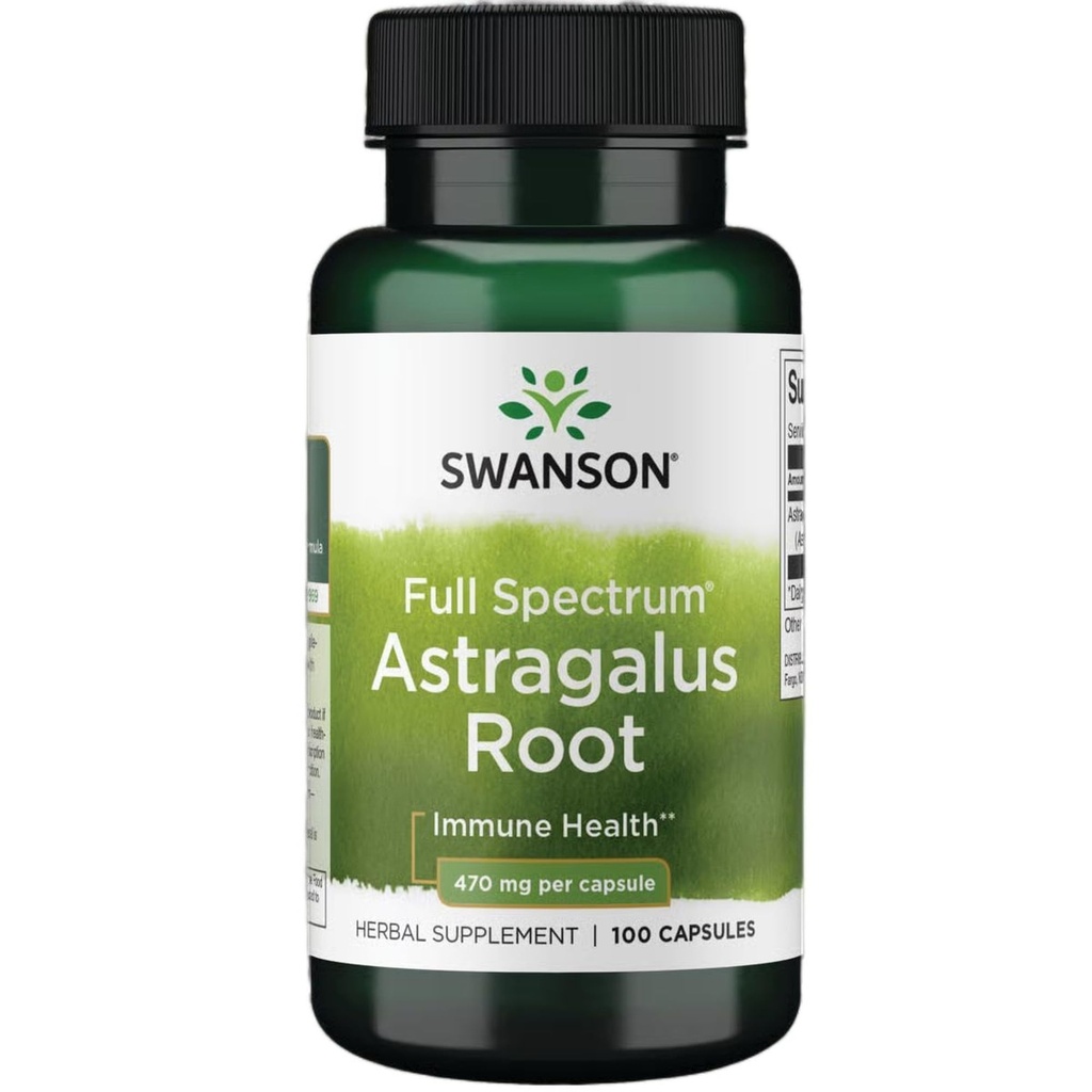 Swanson Astragalus Root - Suplement ziołowy Promowanie wsparcia systemu immunologicznego - Naturalna formuła wspierająca serce i wątrobę Zdrowie - (100 kapsułek, 470mg każdy)