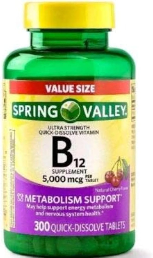 Spring Valley B12 5000mcg 300ct Metabolizm Wsparcie