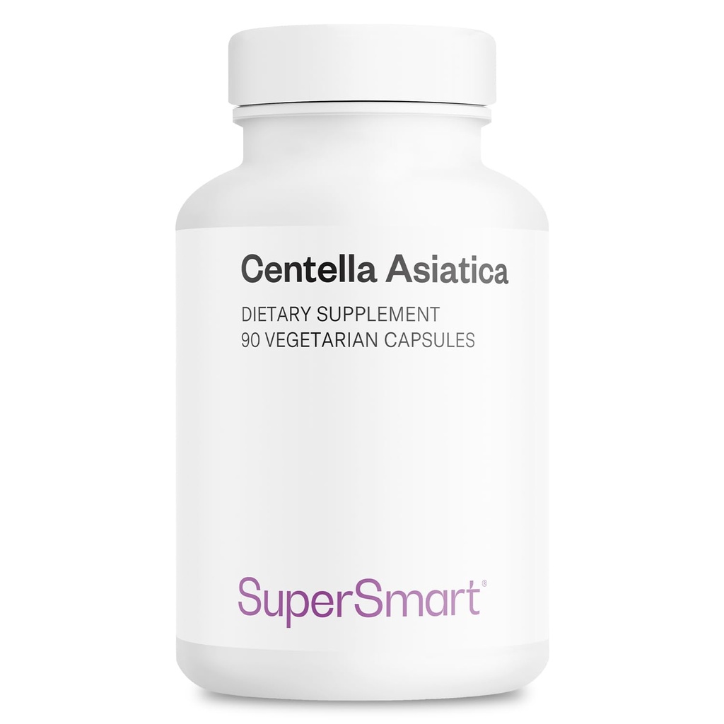 SuperSmart - Centella Asiatica 180mg na dzień - Gotu Kola Extract Supplement Ecolation 124; Non-GMO & Gluten Free - 90 Kapsułki wegetariańskie