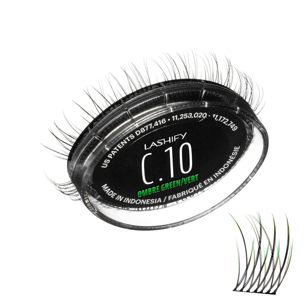 Lashify Curl 10mm Gossamer Eyelash Rozszerzenia Refill w Ombre Green, Easy DIY fałszywe rzęsy dla naturalnego wygląd