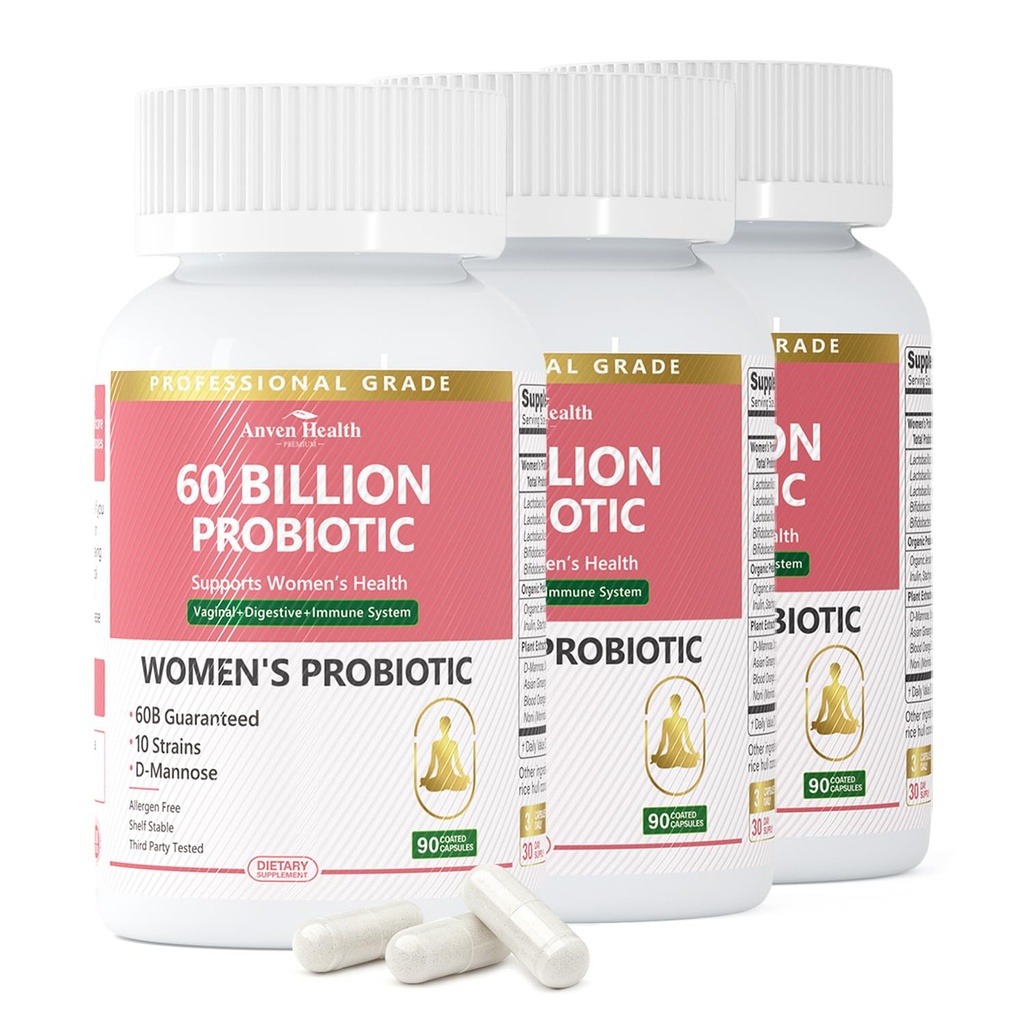Probiotyki i prebiotyki dla kobiet pH Równowaga & Zdrowie pokarmowe - 60 Miliard Vaginal Probiotic z Żurawiny i D- Mannoza dla Gut, Urininary, Immune Health, Vegan & Non-GMO 124; 270 Kapsułki