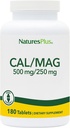 NaturesPlus Cal / Mag - 180 Tabletki wegetariańskie - 500 mg Wapń, 250 mg Magnez - Wspiera produkcję energii i ogólne Well- Being - 180 Służenie