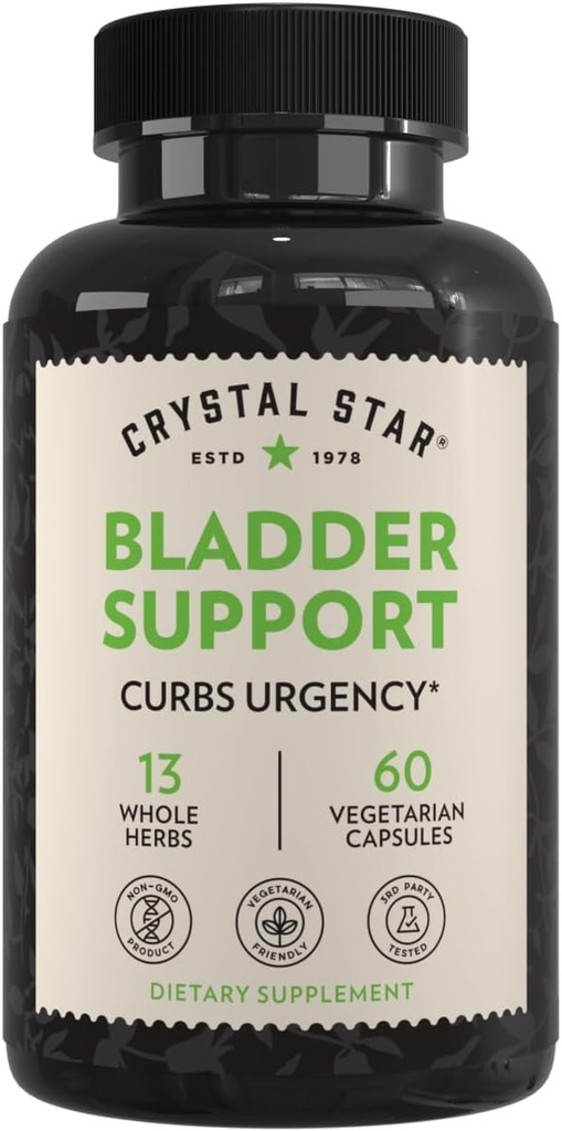 Crystal Star Bladder Support (60 Kapsułek) - Suplement ziołowy dla funkcji zdrowej Bladder - Żurawina, Mandarynka i Kozieradka pospolita - Pomaga nadczynność Bladder i nietrzymanie moczu - Non-GMO