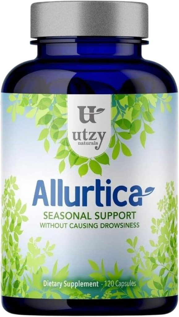 Utzy Naturals Allurtica Between 124; Herbal Supplement with Quercetin and Stinging Nettle Between 124; Sezonowe wsparcie dla dorosłych i dzieci Between 124; Non Drowsy Between 124; 120 Kapsułki