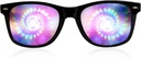 GloFX Black Frame Spiral Diffraction Glasses - Laser wyrzeźbiony do hipnotycznych efektów światła spiralnego, elastyczny i wytrzymały dla Raves & Festiwale