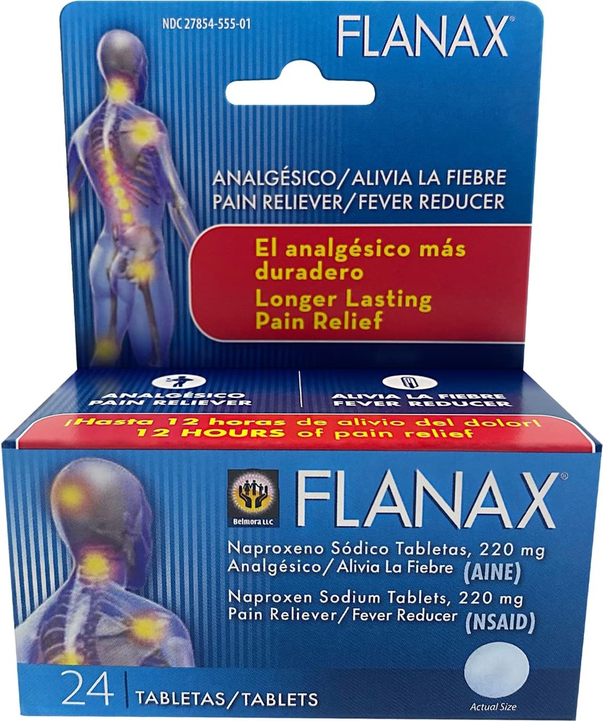Flanax Reliever Pain and Fever Reducer Naproxen Sodu tablets - 220 Mg (24 liczenie)