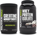 NutraBio Kreatyna Monohydrat, Nieflawored, 500g i izolatu białka serwatki, lody Cookie Dream, suplement Bundle - Energia mięśni, Lean Muscle Growth, Odzysk i Siła