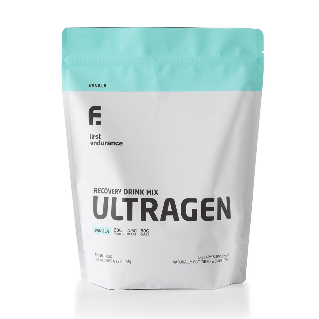 PIERWSZE ENDURANCE Ultragen Workout Recovery Drink, Mieszanka protein, Wzmacnia energię, Przyspiesza Odzyskiwacza 124; Wanilia, 15 Służenie