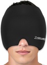 ZNÖCUETÖD Migrena Ból głowy Relief Cap Hat Full Head Ice Pack Owijanie Gel Ice Beanie Hot / Cold kompression Cap for Sinus, Stres, Kac Ból głowy Ulga - Realistyczne mężczyzn Kobiety, Czarny, Rozmiar M
