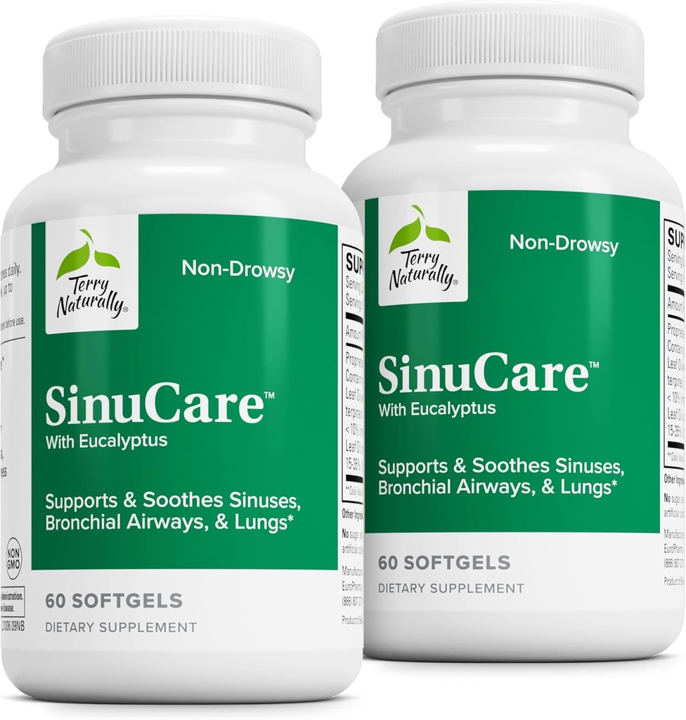 Terry Natural SinuCare - Bronchial Wellness Supplement - Healthy Sinus Aid - Dietetyczny Suplement do Wsparcia Zdrowych Płuc - 60 Softgels (2 Pack)