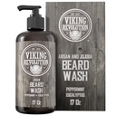 Szampon do mycia brody w / Argan & Jojoba Oils - Softens & Strengens - Natural Peppermint i Eukaliptus Scent - Beard Shampoo w / Beard Oil (17 oz Shampoo)