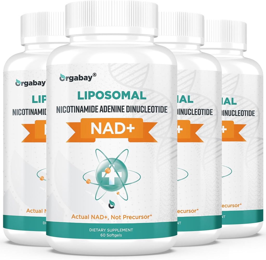 Orgabay Liposomal NAD + Suplement 500 mg, Wysoka Absorpcja, Wzmacnianie NAD + z TMG 250 mg, Rzeczywisty NAD Plus bardziej wydajne niż Nikotynamid Ribozyd, Wsparcie energii komórkowej, Zdrowe Starzenie 124; 240 Softgels