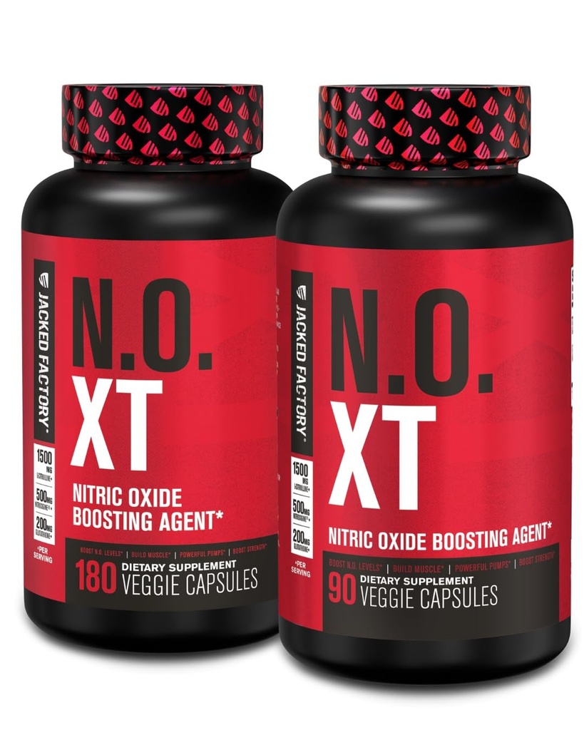 Jacked Factory N.O. XT Suplement tlenku azotu z nitrosigine L Arginine & L Citruline dla wzrostu mięśni, Pompy, Vascularity, & Energy - Extra Force Pre Workout Muscle Builder - 270 Veggie Pills