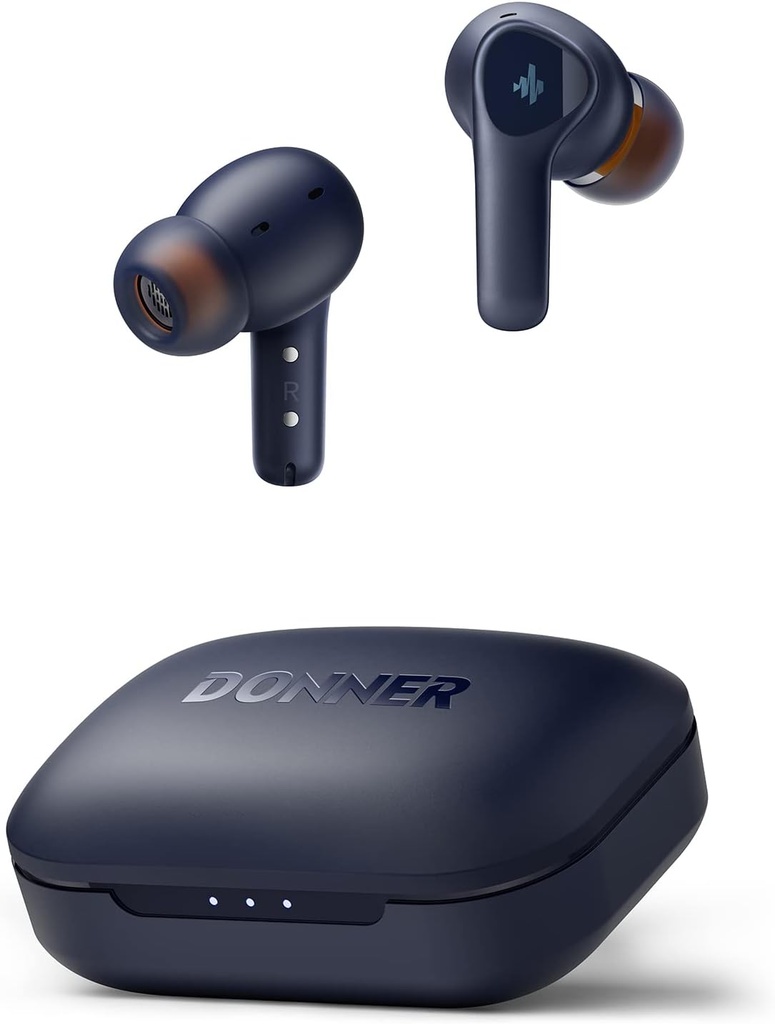 Donner Wireless Earbuds Hałas Anulowanie, Bluetooth 5.2 Słuchawki z ENC do wyraźnych połączeń, sterowniki 12mm i zbalansowane urządzenie, aplikacja na indywidualne EQ, 32H czas gry, szybkie ładowanie - Dobuds One, Blue