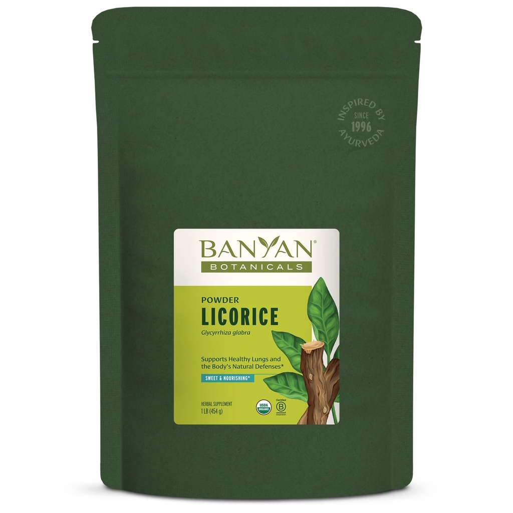 Banyan Botanicals Licorice Powder - Organic Licorice Root Powder (Glycyrrhiza Glabra) - do wspierania zdrowej trawienia i układu oddechowego Funkcje * - 1 lb. - Nie GMO Zrównoważony Wegan Zagęszczony