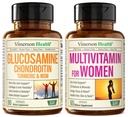 Glukozamina Chondroitin Turmeric + Multivitamin dla kobiet 2 - Butelka Suplement Pasek dla niej. Zdrowa odpowiedź immunologiczna, Wspólne wsparcie, Właściwości przeciwutleniacze