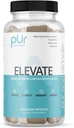 PUR Wellness Podnieść Nootropowy Suplement Mózgu dla Focus Clarity Memory Mood, 8 Mushroom Blend, Ginkgo Biloba, Ashwagandha, Magnez dla Naturalnej Energii, Kawiarnia - wolny od koncentracji