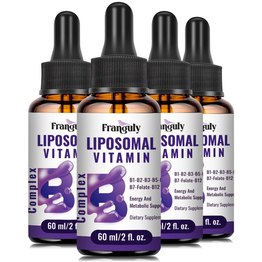 Liposomalna witamina B Kompleks płynny subjęzyczny B Kompleks witamin dla kobiet Ulepszony Wchłanianie Methylylowany B12, B1, B2, B3, B5, B6, Folate, Biotin for Energy and Immune Support- 8.0 oz