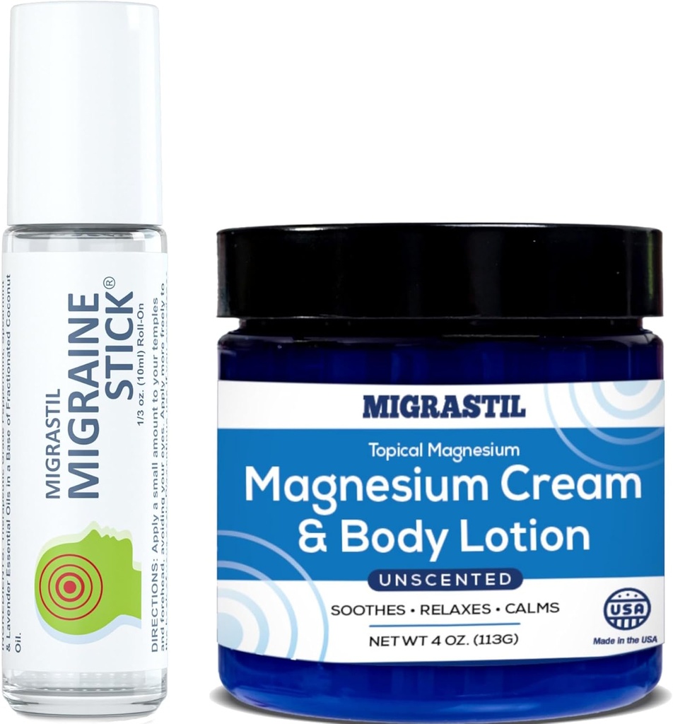 Migrastil Migrena Stick ® i Topical Magnezu krem & Balsam ciała