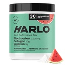 Harlo - Arbuz Salt Electrolyte Drink Mix w / Kolagen bydlęcy & Kreatyna - Monowodzian kreatora Proszek - Napoje energetyczne w proszku - Wstępny trening - Bezcukrowe napoje energetyczne - Po zakończeniu treningu