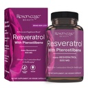 Reserverate Beauty, Resveratrol 500 mg z Pterostilbene, Suplement przeciwutleniacz do immunologicznego wsparcia i zdrowia serca, Wspiera zdrowe starzenia, Paleo, Keto, 60 Kapsułki (60 Służenie)