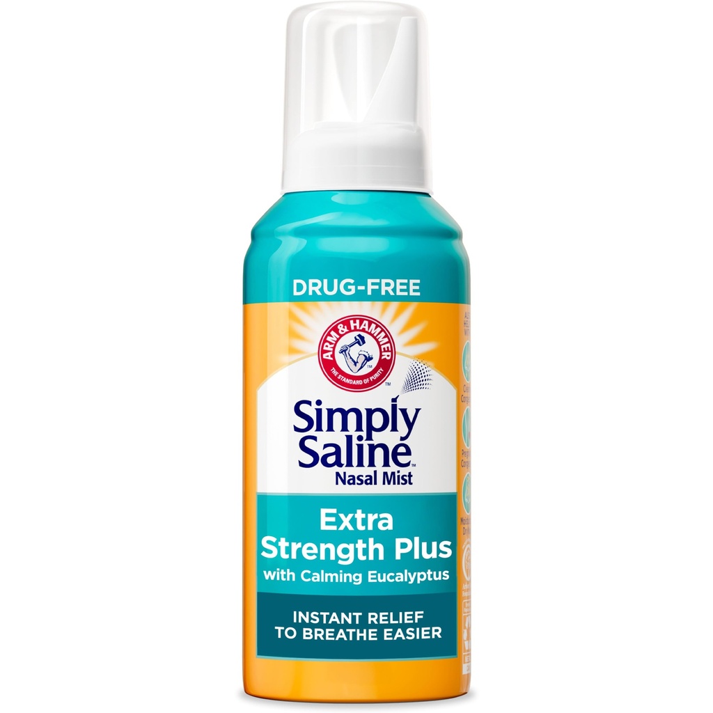 Ramię i Młot Po prostu Sól Dodatkowa Siła Plus Eucalyptus Nasal Mist dla ciężkich zatorów, 4.6 oz
