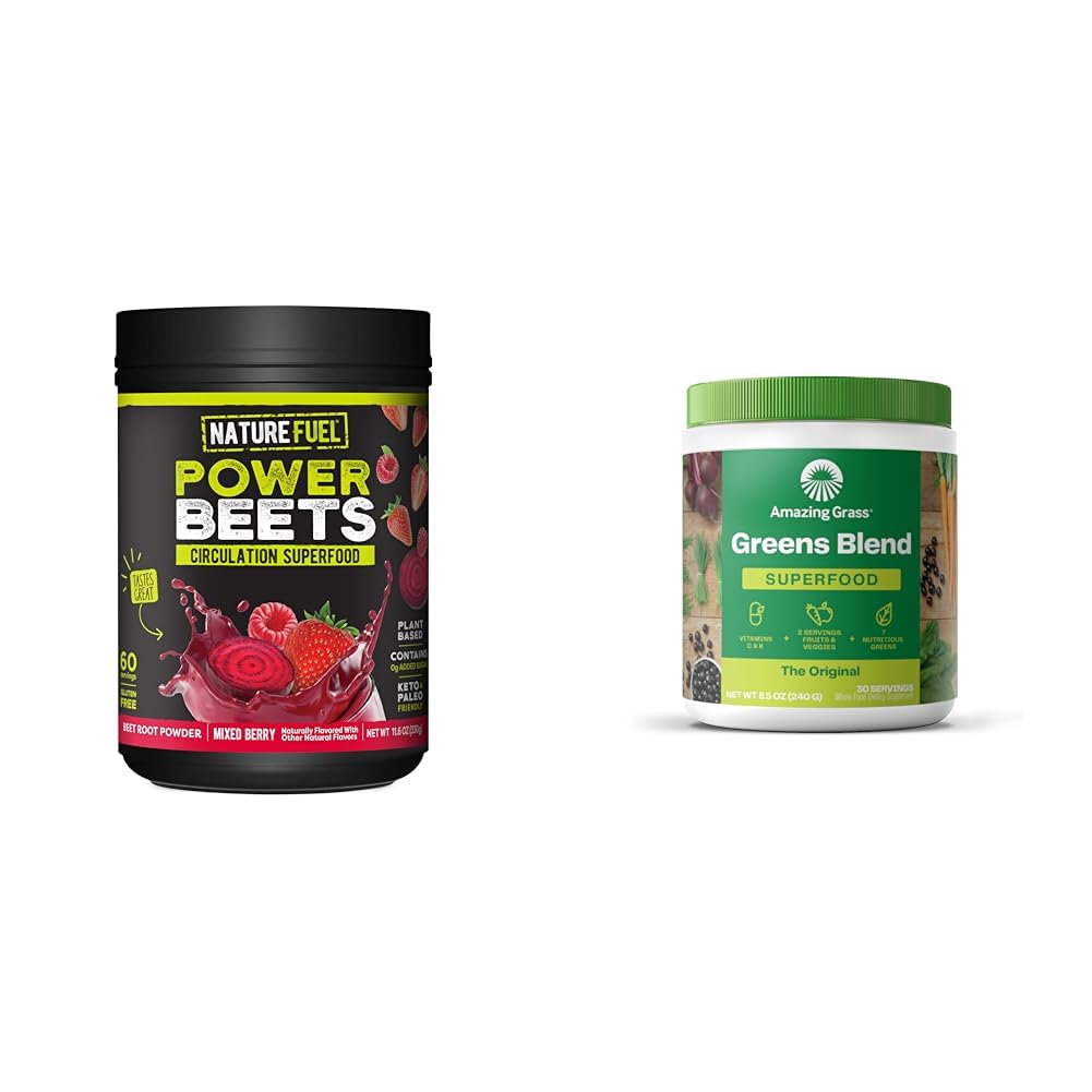 Nature Fuel Power Beets Proszek, Pyszny Pomegranat Acai Berry, Skoncentrowane i niesamowite Zielone trawy Mieszać Superfood: Super Zielony Proszek Smoothie Mix for Boost Energy