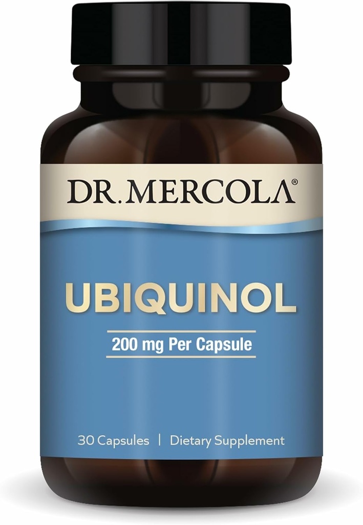 Dr Mercola Ubiquinol, 30 Servings (30 kapsułek), 200 mg na kapsułkę, Suplement diety, Wspiera produkcję energii, Non-GMO