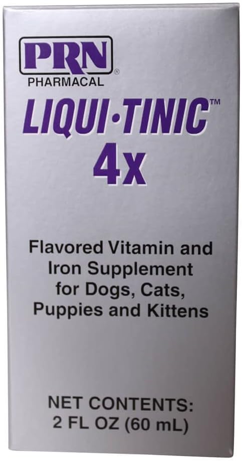 Liqui- Tinic 4x Witamina aromatyczna i suplement żelaza dla psów, kotów, szczeniąt i kotów, 2 oz.