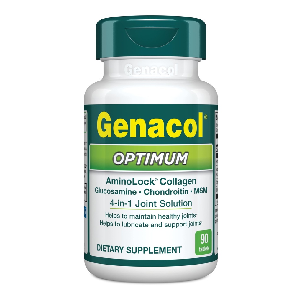 Genacol Optimum - Glukozamina, Chondroitin, MSM i Ultrahydrolizowane tabletki kolagenowe, Utrzymuje zdrowe połączenia, Chroni i Chrząstki smarowe, 90 Tabletki (30- Day Supply)