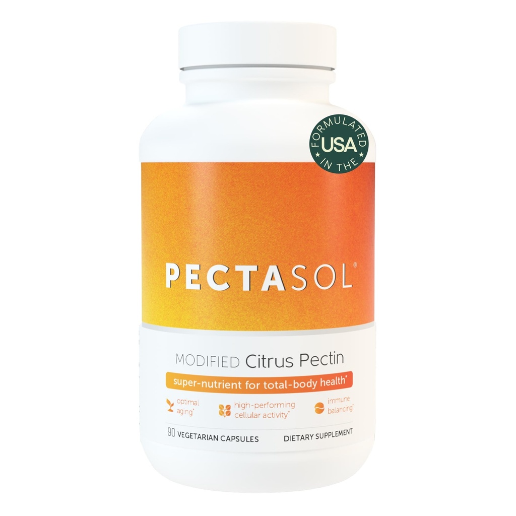 PectaSol Zmodyfikowany Citrus Pectin - 90 Kapsułek - Supplement zdrowia ciała całkowitego w celu wsparcia serca, układu immunologicznego, odpowiedzi zapalnej i zdrowego starzenia się + Zachowanie zdrowego poziomu Galektin- 3