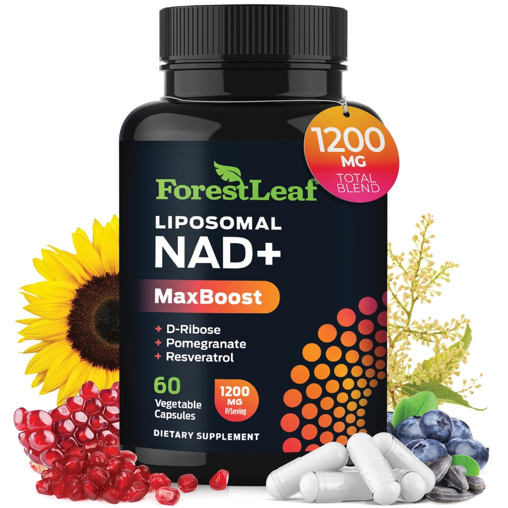 NAD + Suplement - 500mg Pure NAD Plus dla energii, Focus, Skin & Anti- Aging Supplements - Gluten Free Non-GMO NAD Supplements for Women & Men (60 Count (Pack of 1), NAD + Resveratrol)