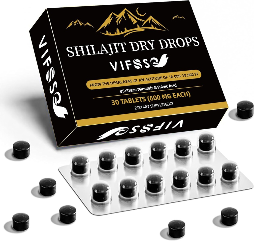 Shilajit Dry Drops, Shilajit Supplement, 18000 Mg Organic Shilajit Maksymalna moc, Energy Booster, Gold Grade Nature Shilajit for Energy Support, 1 Pack of 30 Counts